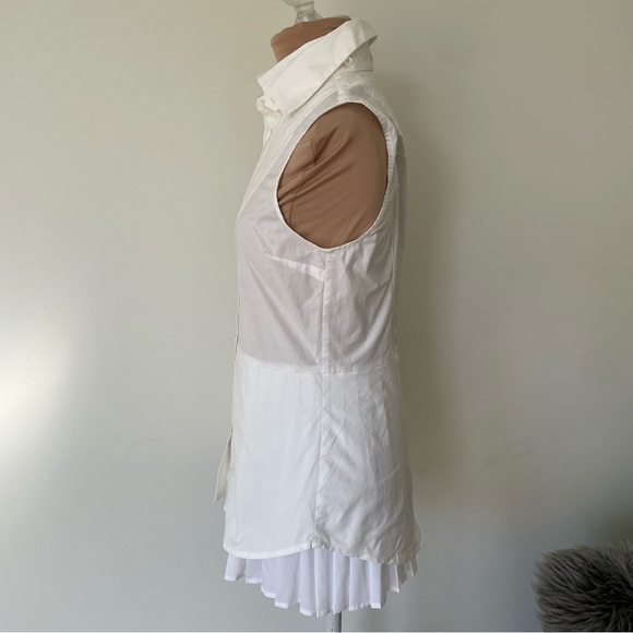 Derek Lam 10 Crosby White Sleeveless Poplin Ruffle Hem Cotton Button Top Size 4 - Picture 4 of 12